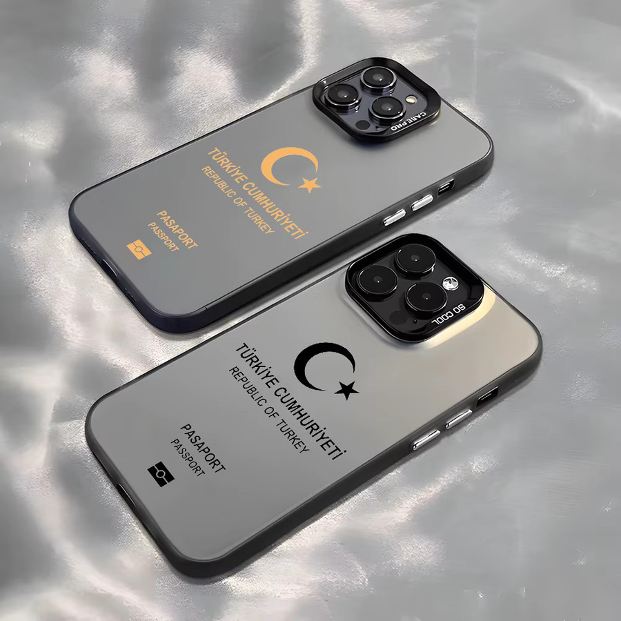 Handyhülle mit türkischem Reisepass-Design für Apple iPhone 11 12 13 14 15 16 Pro Max Plus - Bild 1