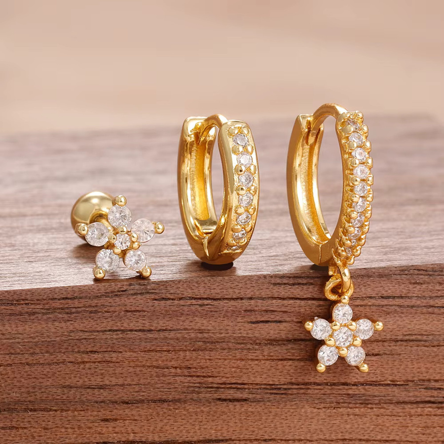 Maodane Creolen-Set Edelstahl, Zirkonia, Gold, Damen - Bild 2