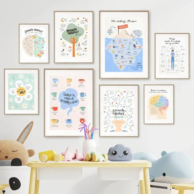 Potdemiel Minimalistischer Wandkunstdruck Canvas mit Baum-Motiv und Typografie in Multicolour - Bild 1