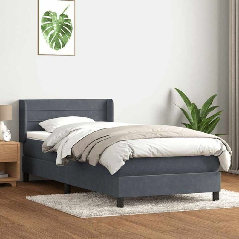 vidaxl Boxspringbett mit Matratze in Grau aus Samt, B/T/H: 80 x 210 x 78 cm - Bild 1