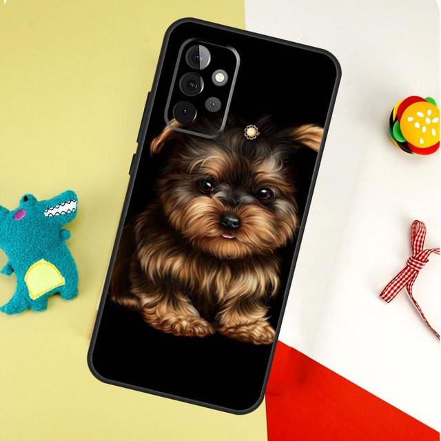 Handyhülle mit Yorkshire Terrier Motiv für Samsung Galaxy A54 A34 A14 A55 A35 A15 A53 A33 A13 A05 A06 A16 A22 A32 A52 in Schwarz - Bild 1