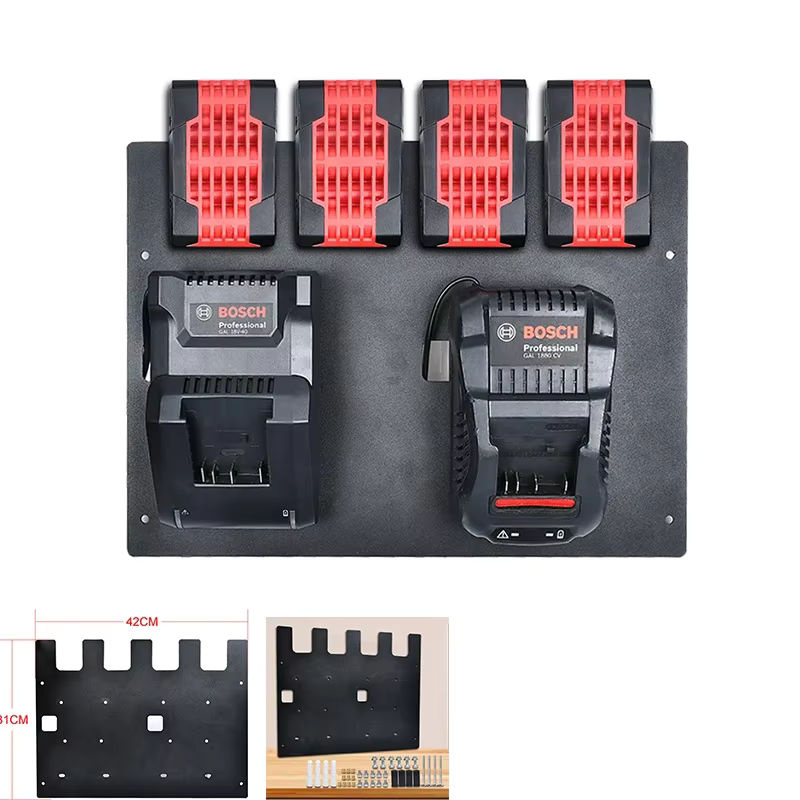 Metall Batteriespeicher Halterung für Bosch 14.4V/18V Akkus, Wandhalterung aus Metall in Schwarz, B/T/H: 42,0 x 31,0 cm - Bild 2