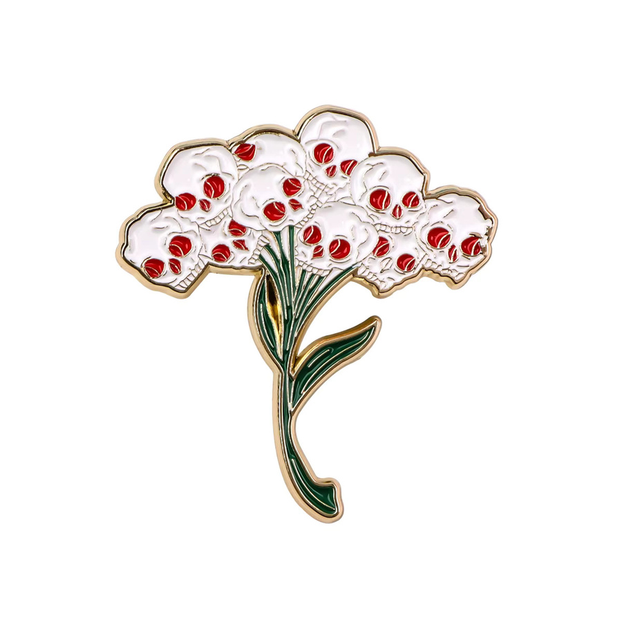 Ramulus Brosche, Schädel Blume Emaille, Unisex - Bild 2