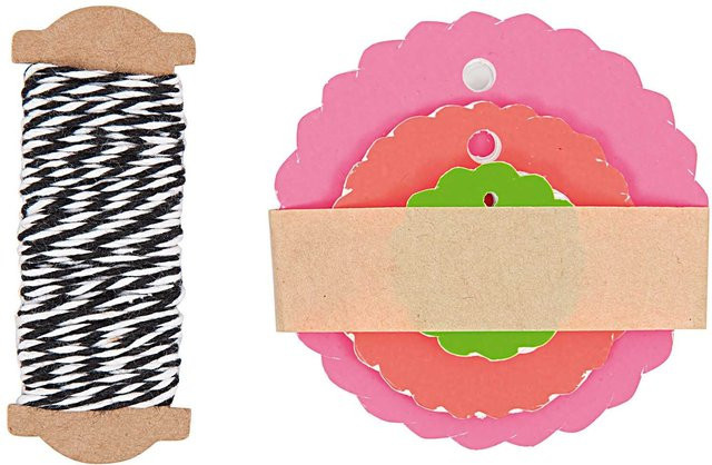 Rico Design Paper Poetry Geschenkanhänger Rosette in Neonmix mit Baumwollband, 30 Stück - Bild 1
