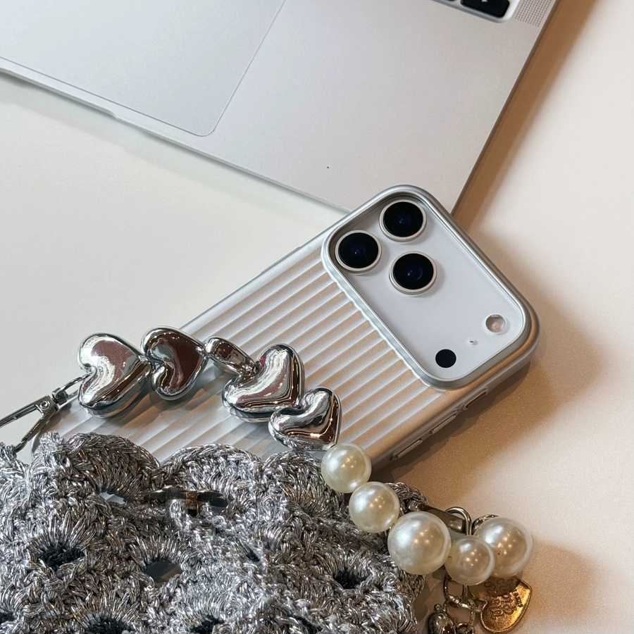JINHR Magnetische iPhone Hülle mit 3D-Streifenmuster und MagSafe, Stoßfeste Matte PC Abdeckung für iPhone 17 Pro Max, 16, 15, 14, 17 Pro in Silber und Grau - Bild 4