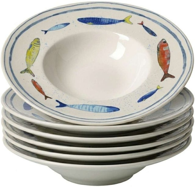 Ritzenhoff & Breker Gourmetteller Maro Dinner Plate aus Porzellan, 6er Set, Blau/Weiß, Durchmesser: 28 cm - Bild 1