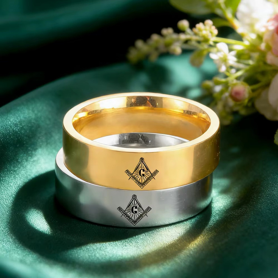 Dawapara Freimaurer-Symbolring, Edelstahl, 8mm, Unisex - Bild 3
