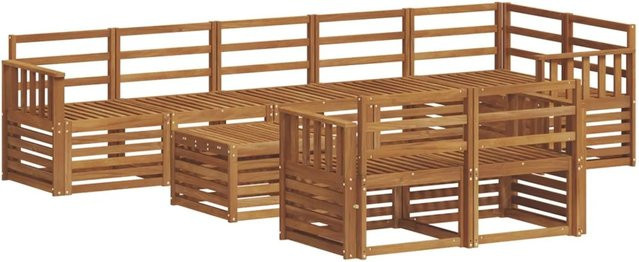 vidaXL Sofagarnitur 9-teilig aus Massivholz Akazie in Braun mit modernem U-Shape Design - Bild 1