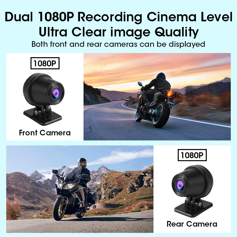 Jansite Motorrad GPS Navigation mit DVR Carplay Bildschirm, Dual Kameras und TPMS Unterstützung, IPX7 Wasserdicht, Schwarz, 6,25 Zoll - Bild 4