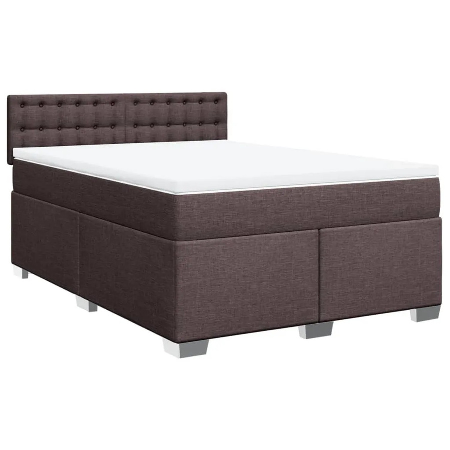 vidaXL Boxspringbett mit Matratze Hybrid-Design in Dunkelbraun und Weiß, B/T/H: 160 x 200 cm - Bild 2