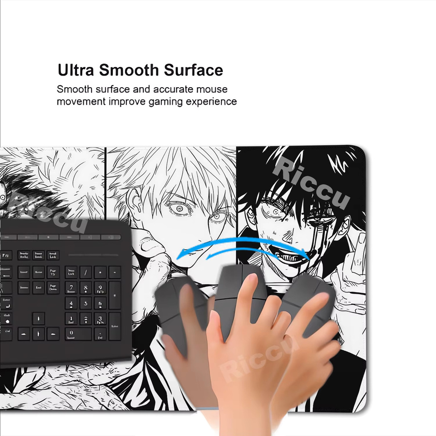 Riccu XXL Mauspad Jujutsu Kaisen Gojo Satoru Schwarz B/B: 60 x 30 cm - Bild 4
