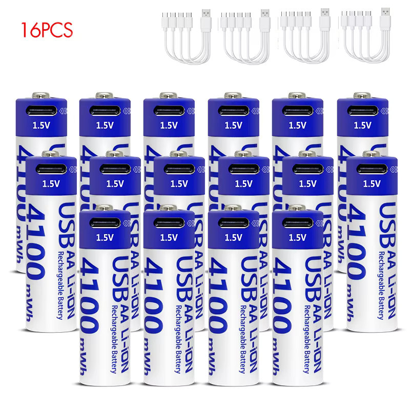 Kuugro AA USB-C wiederaufladbare Li-Ionen-Batterie, 1,5V, 4100mWh, Blau - Bild 6