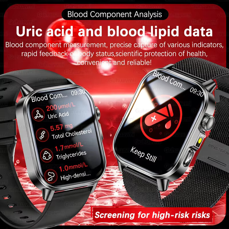 TAVYU Smartwatch mit EKG und PPG zur Gesundheitsdiagnose in Schwarz - Bild 3