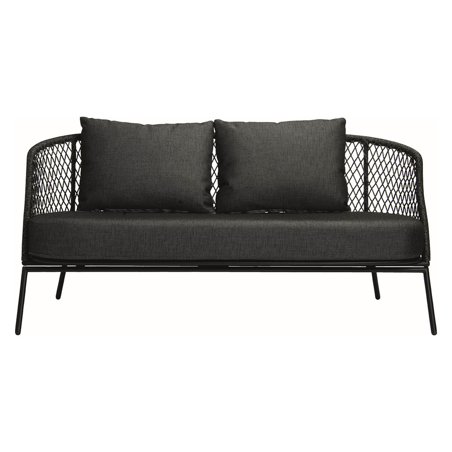 Stern Lounge-Sofa ODEA aus Aluminium in Schwarz Matt mit Kordel und Kissen in Seidenschwarz - Bild 2