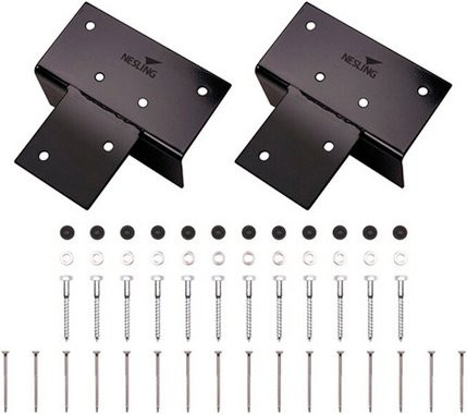 NESLING Verlängerungselement für Pergola-Bausatz aus Stahl für Holzpfosten, 2er-Set, grau - Bild 1