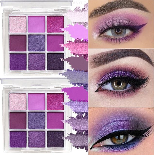 Lidschatten-Palette 9 Farben, lila, matt, glitzernd, Damen - Bild 1