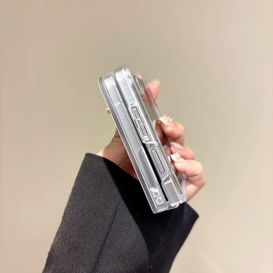 Silberne Glitzer-Pailletten Schutzhülle für Samsung Galaxy Z Flip 7, 6, 5, 4, 3 in Weiß - Bild 3