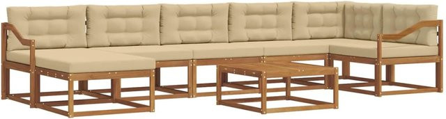 vidaXL Outdoor-Sofagarnitur 8-teilig aus Akazienholz mit Kissen in Beige und Natur - Bild 1