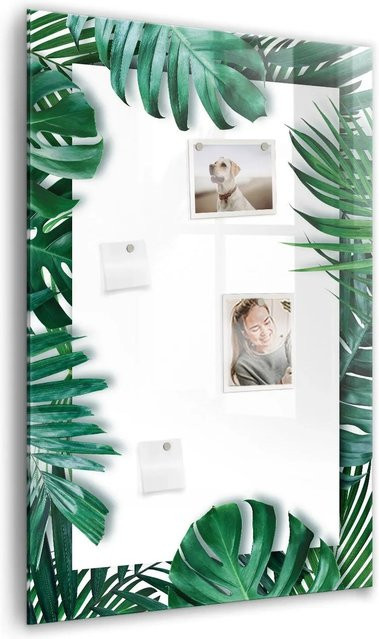 Tulup Glasmagnettafel Monstera Rahmen in Schwarz und Grün, B/H: 60 x 90 cm - Bild 1