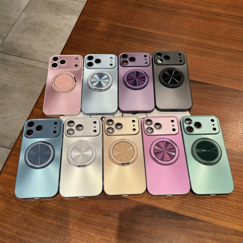 HKNR Bling Laser Aurora Handyhülle mit Ringhalter und MagSafe für iPhone 11 bis 17 Pro Max Plus, bunt und silberfarben - Bild 2