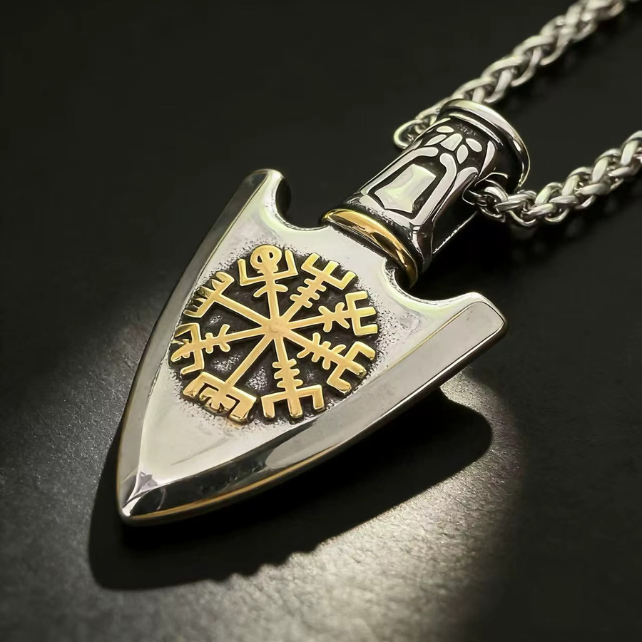 HNSP Halskette Anhänger Wikinger-Kompass Vegvisir, Edelstahl, Herren, Vintage - Bild 2