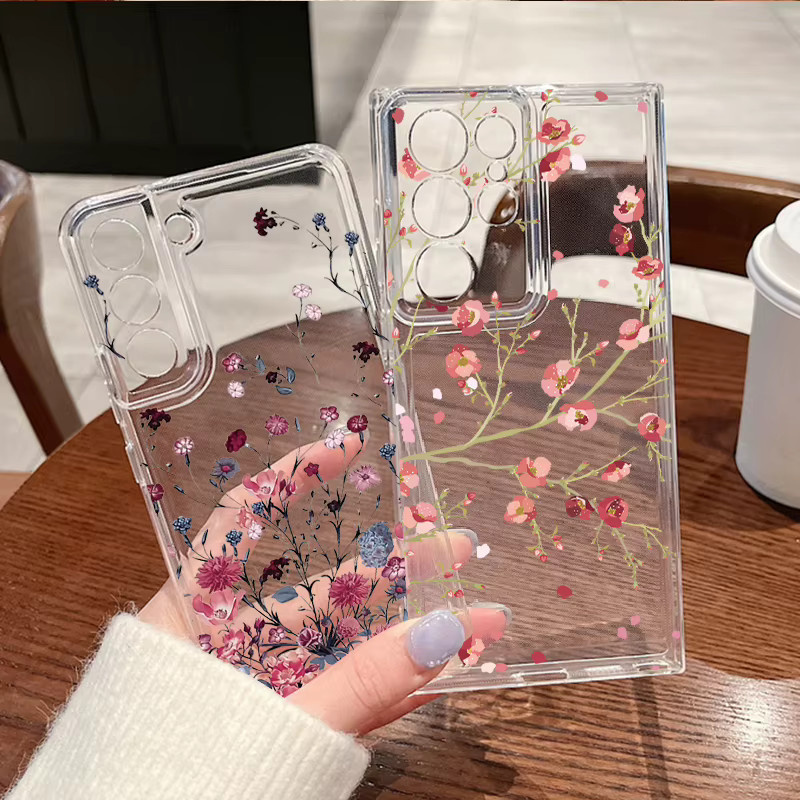 MOESOE Handyhülle mit Retro-Blumenmuster für Samsung Galaxy S26 S25 S24 S23 Ultra S22 S21 FE in Transparent aus weichem TPU - Bild 2