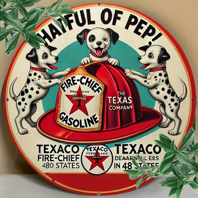 HELLOYOUNG Texaco Fire Chief Vintage Aluminiumschild Retro-Wanddekoration, Durchmesser: 20,3 cm, Mehrfarbig - Bild 1