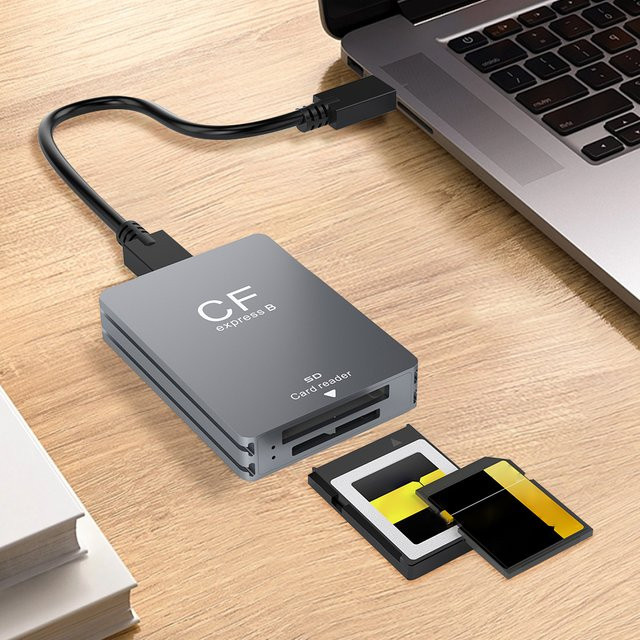 ALLOET 2-in-1 CFexpress Typ B und SD-Kartenleser mit USB 3.2 10Gbps Dual-Slot Unterstützung für Android, Windows und macOS via USB-C - Bild 1