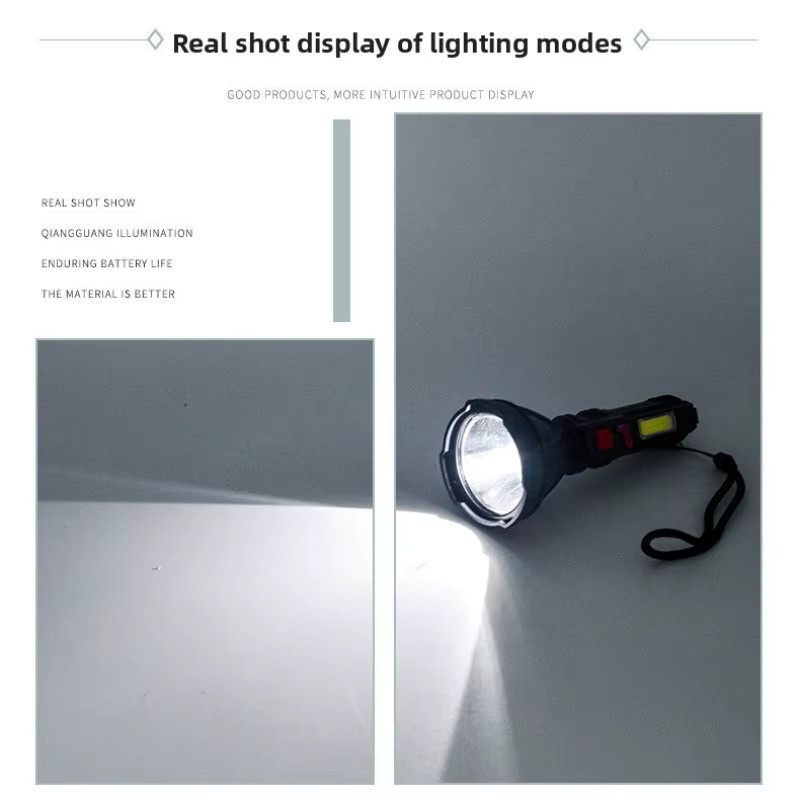 QHSPE COB-Seitenleuchte, tragbare explosionsgeschützte LED-Lampe in Schwarz für Camping, Angeln und Notfälle - Bild 3