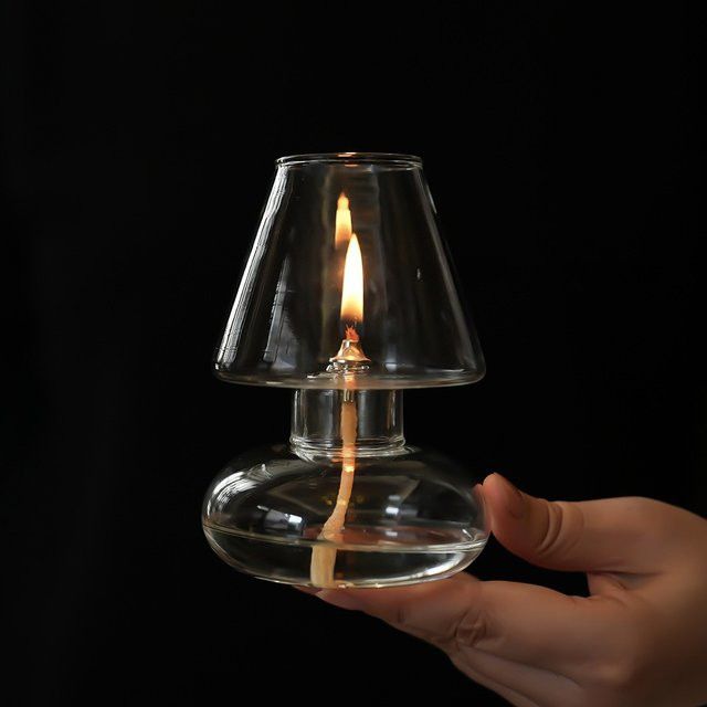 Winddichte Klarglas-Öllampenabdeckung als romantischer Kerzenständer und Lampenschirm in transparentem Glas - Bild 1