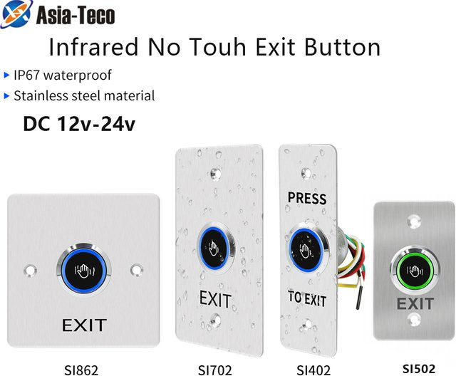 Asia-Teco Infrarot Berührungsloser Induktions-Ausgangsschalter mit LED und Wasserdichtigkeit in Silber, DC12V-24V - Bild 1