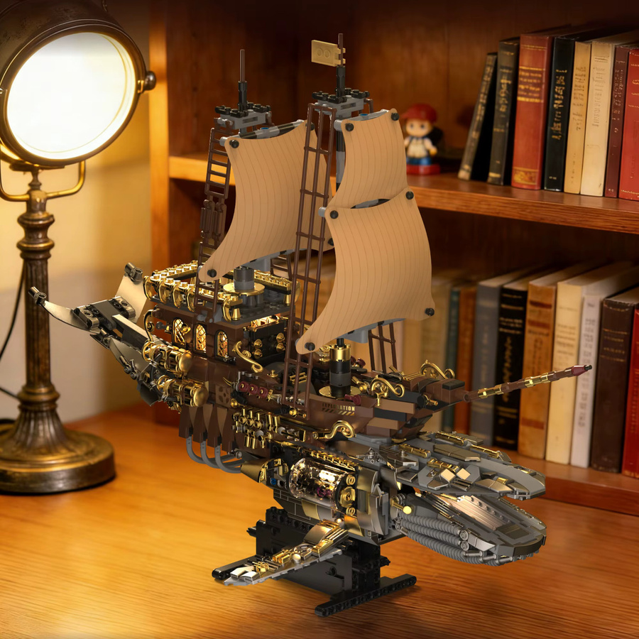Inhaw Steampunk Vintage Dampfwal-Schiff, Baukasten, mit LED-Beleuchtung, 1979 Teile, ab 14 Jahren - Bild 3