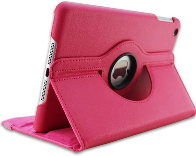 Apple iPad Hülle aus Leder in Pink mit 360 Grad Drehbarer Smart Cover Funktion für iPad Air 1 2, iPad Mini 4 5 und iPad 5 6 7 8 9 10.2 - Bild 1