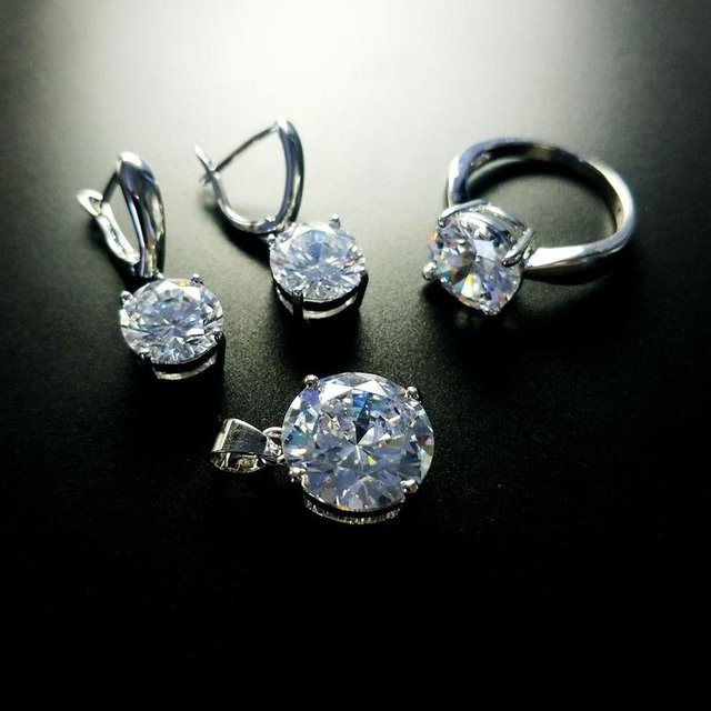 YIRAN Jewelry Schmuck-Set, Kupfer, Silber, Zirkonia, Damen, Hochzeit - Bild 1