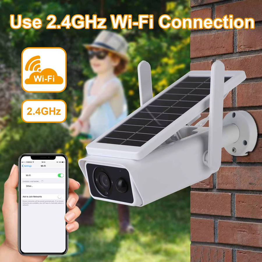 DDBROUGEN Solar Kamera Wifi Outdoor Wasserdicht mit PIR Bewegungsmelder Nachtsicht und Akkubetrieb in Weiß - Bild 3