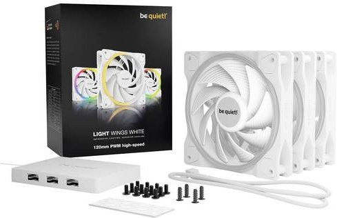 be quiet! Light Wings White 120mm PWM High-Speed Gehäuselüfter Triple Pack, Weiß - Bild 1