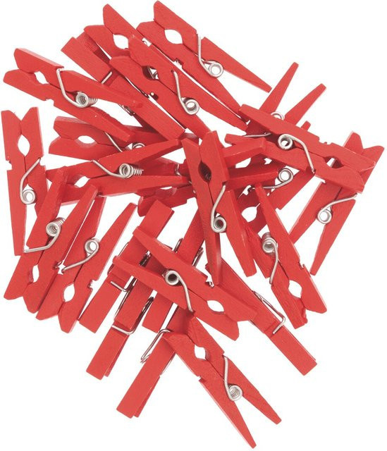 Rico Design Holzklammern in Hellrot, 24 Stück, Größe 3 cm - Bild 1