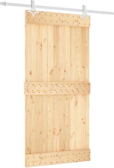 vidaXL Schiebetür aus Massivkiefer in Natur und Weiß, B: 100 cm, H: 210 cm - Bild 1