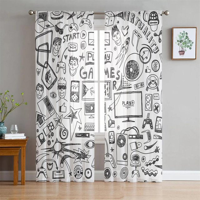 Yiran Furniture Transparente Tüll-Vorhänge Voile in Weiß, 2 Stück, Breite: 65 cm, Höhe: 230 cm - Bild 1