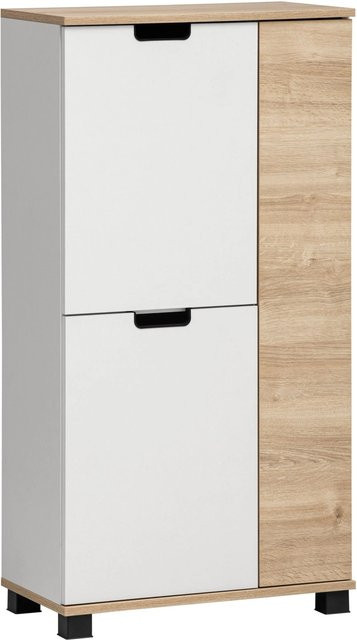 Schildmeyer Highboard Emmik in Weiß-Eiche mit mattem Finish, B/T/H: 59,8 x 32,6 x 116,9 cm - Bild 1