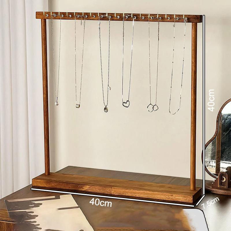 SZwatch Schmuck-Organizer aus Massivholz mit 12 Haken für Halsketten, Ohrringe und Armbänder in Holzfarbe - Bild 4
