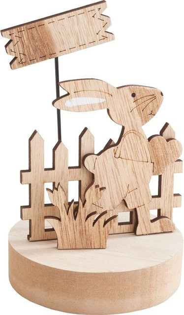 VBS Holz-Steckmotiv Hase mit Schild in Beige für Ostern - Bild 1