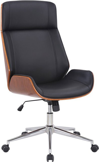 CLP Bürostuhl Varel ergonomisch mit Armlehnen aus Kunstleder, Walnuss/Schwarz, B/T/H: 66 x 66 x 120 cm - Bild 1