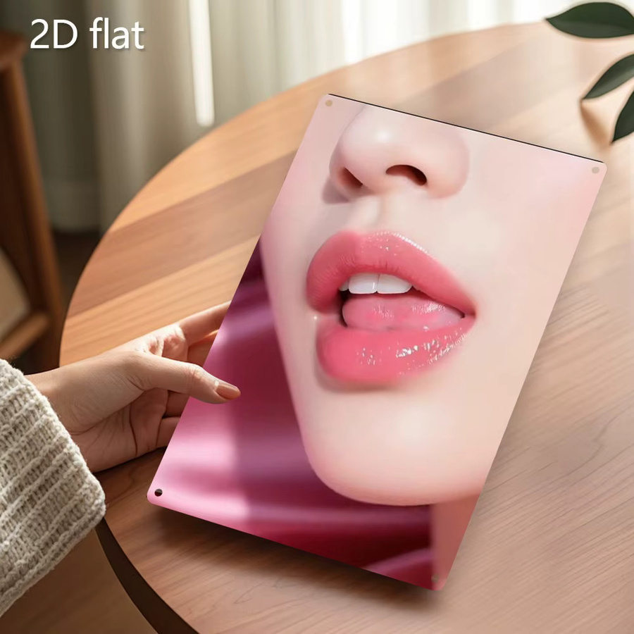 HELLOYOUNG Metallschild mit Lippen-Grafikdesign in Pink, wetterbeständiges Vintage-Wandkunst-Dekor aus Eisen für Zuhause, Bar oder Garten - Bild 2