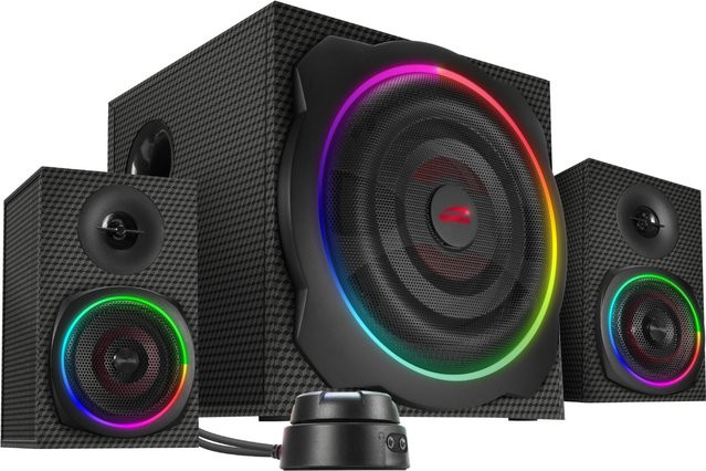 Speedlink Gravity Carbon RGB 2.1 Multimedia-Lautsprecher mit Bluetooth und 60W Leistung, Schwarz - Bild 1