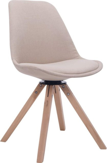 CLP Retrostuhl Troyes Square in Beige mit Stoffbezug, drehbarer Schalensitz und massiven Holzbeinen - Bild 1