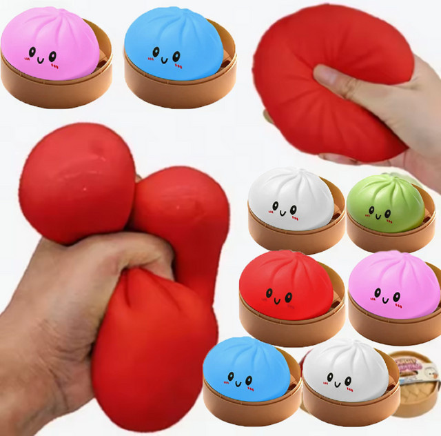 Realistisches Knödel-Quetschspielzeug mit Bambus-Dampfgarer, Weicher Teigball Fidget-Spielzeug - Bild 1