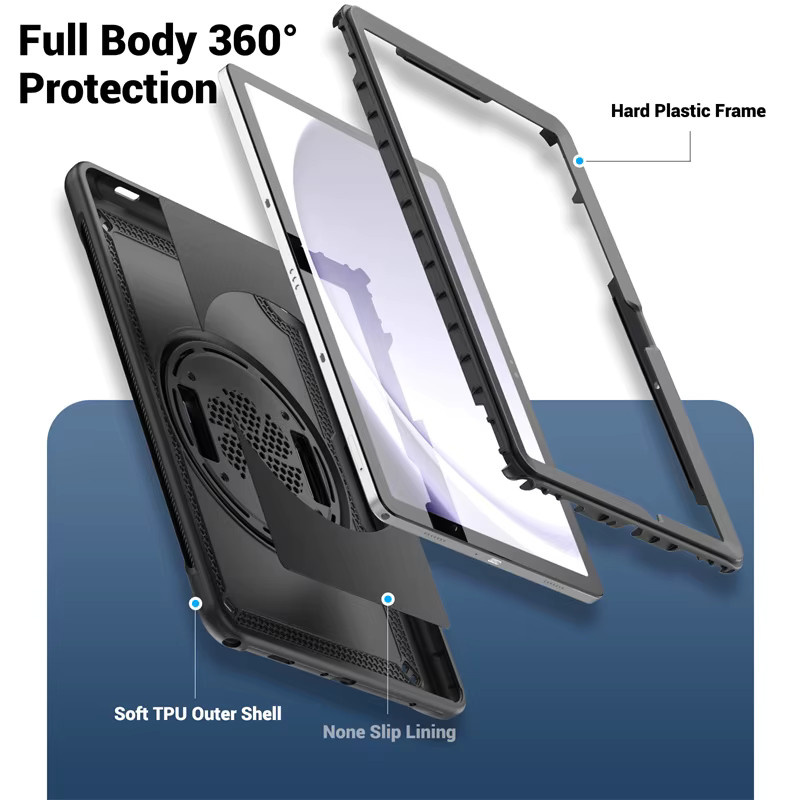 Stoßfeste Hybrid-Schutzhülle für Samsung Galaxy Tab A9 8,7 und Tab A11 11 Zoll aus PC und Silikon in Schwarz und Blau - Bild 2