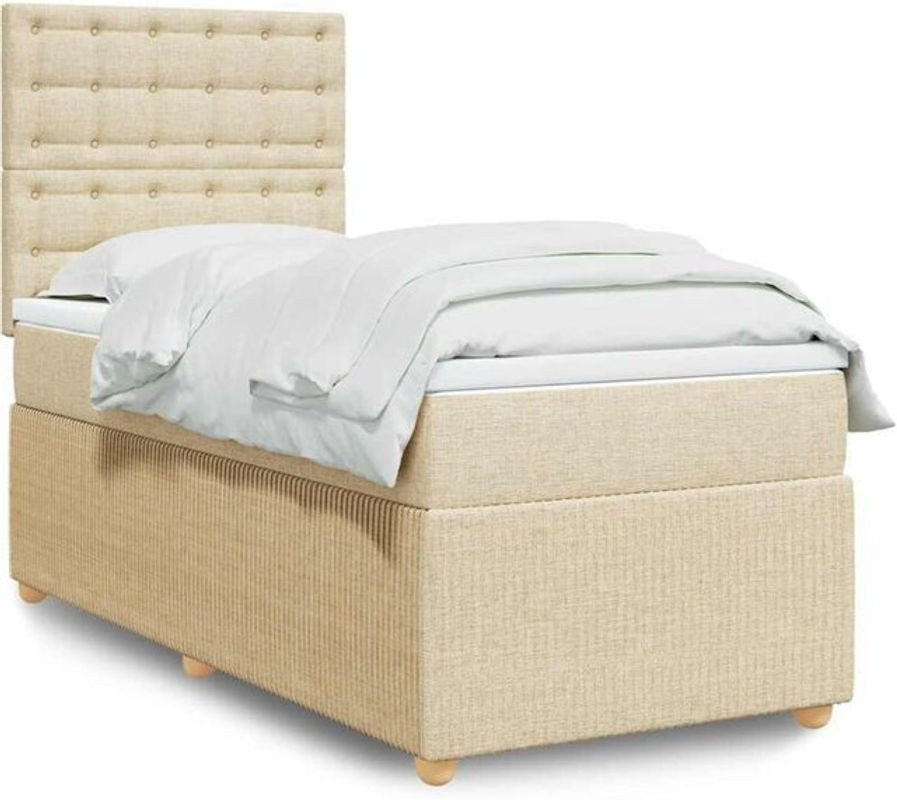 Vidaxl Boxspringbett mit Matratze in Creme und Beige aus Stoff, B/T/H: 90 x 190 x 150,5 cm - Bild 1
