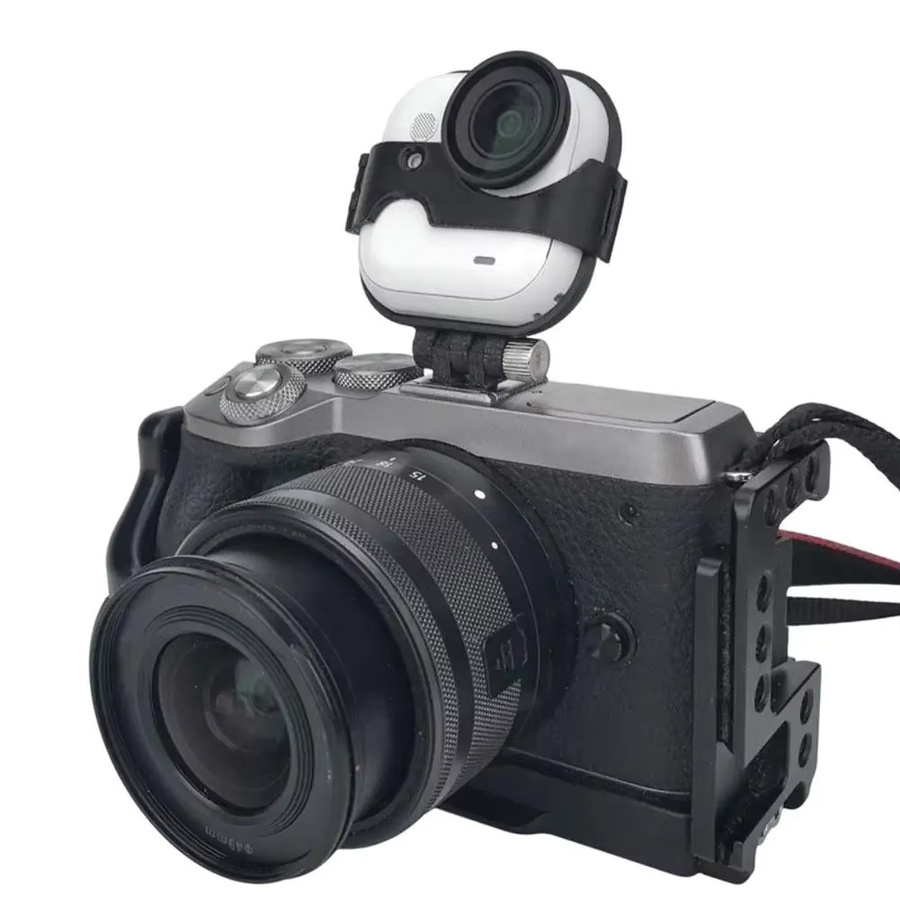 CQT Blitzschuh Expansion Halterung und verstellbarer Adapter für Insta360 GO Ultra und DSLR Kameras in Schwarz - Bild 2
